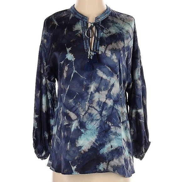 Johnny Was Shades of blue, light grays and pale green Tie-Dye Blouse Size M - Picture 3 of 5